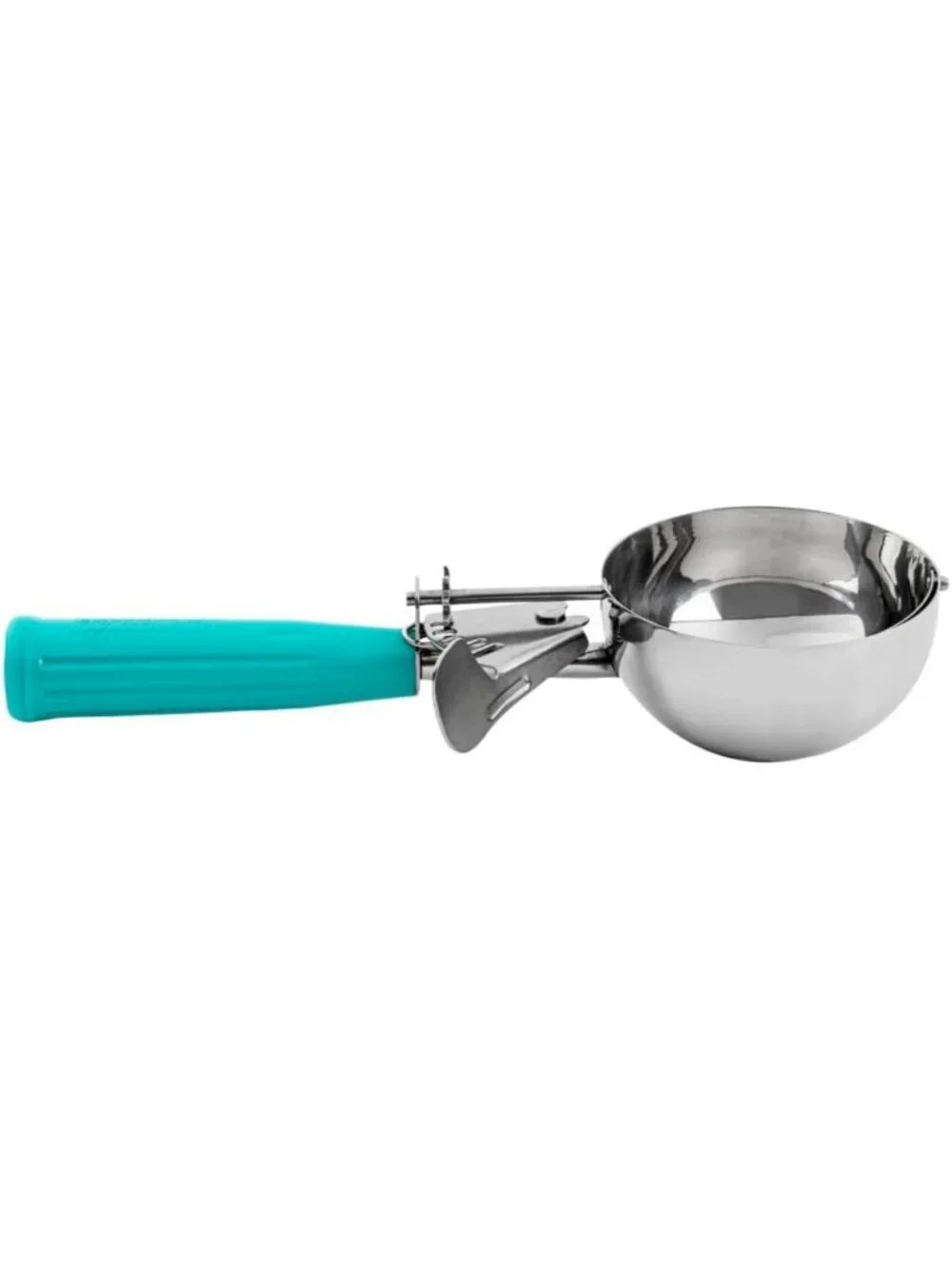 Stainless Steel Portion Scoop with Trigger Release - 6.5 oz, Teal Handle for